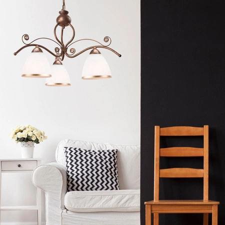 Lampa Sufitowa Wisząca RETRO 3xE27 Biała Drewniana Klasyczna LM-3.51 Lamkur