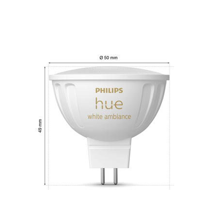 Żarówka LED GU5.3 MR16 Reflektor 5.1W = 60W 400lm 2200-6500K CCT 40° White Ambiance Bluetooth Zigbee Philips HUE