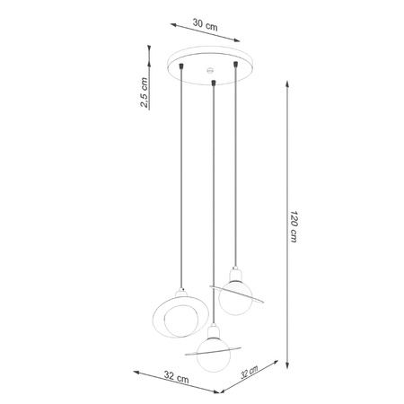 Lampa Sufitowa Wisząca Zwis 3x G9 Kulista Biała Nowoczesna Hyperion Sollux