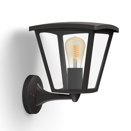 Lampa Ogrodowa LED Kinkiet Elewacyjny INARA E27 IP44 Latarnia do Góry Czarna PHILIPS HUE