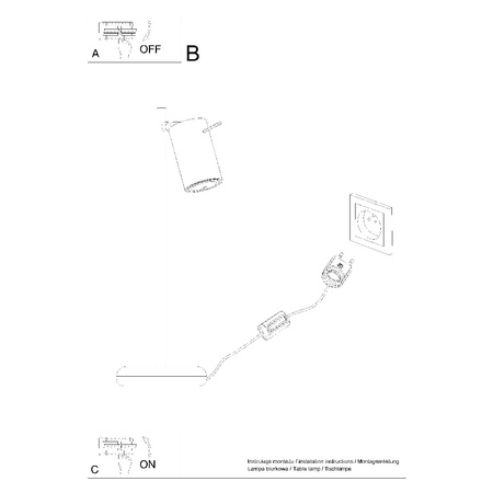 Lampa Biurkowa Stojąca Stołowa Nocna GU10 Tubularna Czarna Nowoczesna Ring Sollux