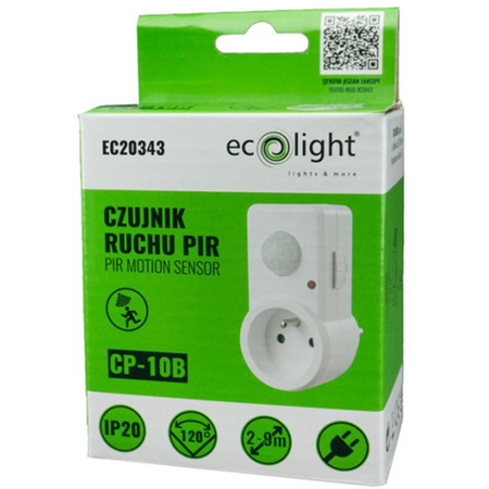 Czujnik Ruchu i Zmierzchu PIR do Gniazdka 120° 9m Wewnętrzny Biały