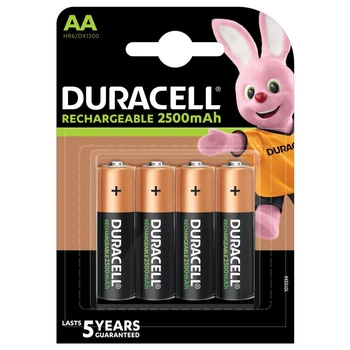 AKUMULATORKI Baterie Duracell RECHARGEABLE AA 2500MAH HR6 Blister 4szt