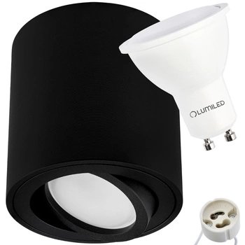 Oprawa Natynkowa HALOGENOWA Tuba Spot AMAT-M Okrągła Czarna 84mm + LED GU10 8W Neutralna barwa LUMILED