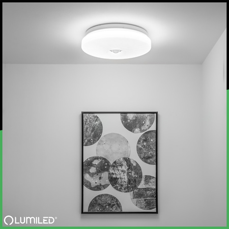Plafon LED Lampa Sufitowa Natynkowa 18W NOTUS 2 Okrągły Czujnik Ruchu IP44 33 cm LUMILED