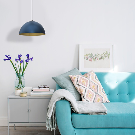 Lampa Wisząca Sufitowa BETA Granatowa Niebieska Złota 1xE27 35cm Milagro