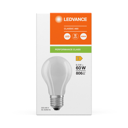 Żarówka LED A60 E27 6.5W = 60W 806lm 4000K Neutralna Biała FILAMENT LEDVANCE