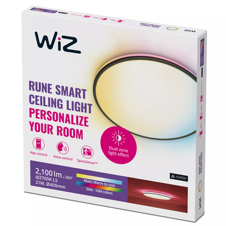 Plafon LED Lampa Sufitowa Natynkowa 21W BIAŁY + RGB Czarny SMART WiFi WiZ