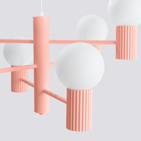 Lampa Wisząca Żyrandol 6x G9 Aluminiowa Brzoskwiniowa Halo French Sky SL.1838 Sollux