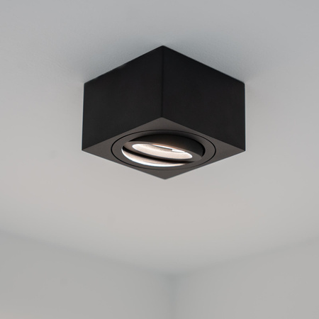 Oprawa Natynkowa HALOGENOWA Tuba Spot Ruchoma Kwadratowa Czarna 50mm + Wkład LED 7W 3000K AMAT-S LUMILED