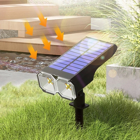 Lampa Ogrodowa LED Reflektor Solarna Wbijana IP44 2700K/6500K Czujnik Zmierzchu Zewnętrzna 
