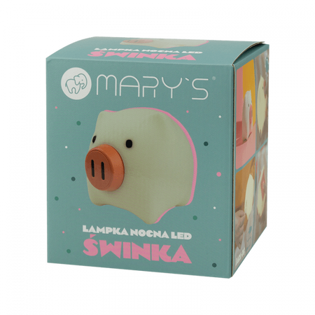 Lampka Nocna Dziecięca LED 2.4W 1800-6500K Zmienna CCT USB Akumulatorowa 900mAh Biała ŚWINKA MARY'S