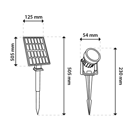Lampa Solarna Ogrodowa LED 3000K IP65 Wbijana Czarna Kierunkowa 3x Reflektor RAGUS LUMILED
