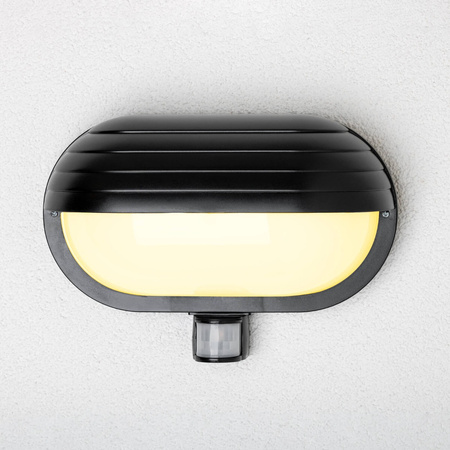 Lampa Ogrodowa Kinkiet Elewacyjny FRODA E27 IP44 z Czujnikiem PIR Czarna