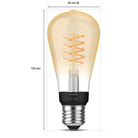 Żarówka LED Edison E27 ST64 7W 2100K Ciepła Filament PHILIPS HUE White Bluetooth Zigbee
