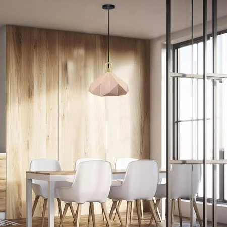 Lampa Wisząca Oprawa E27 Geometryczna różowa z drewnianym wykończeniem PASTEL PRISM D:320*270MM VT-7323 V-TAC