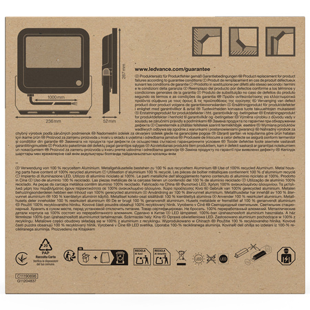 Naświetlacz LED Reflektor Zewnętrzny Lampa 80W 10000lm 4000K IP66 Czarny Z Czujnikiem Zmierzchu Floodlight Ledvance