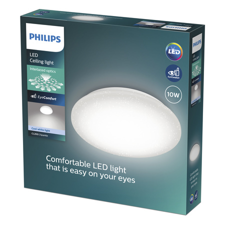 Lampa Sufitowa Plafon LED 10W 1100lm 4000K Neutralna Efekt Gwiazd Moire CL200 Philips