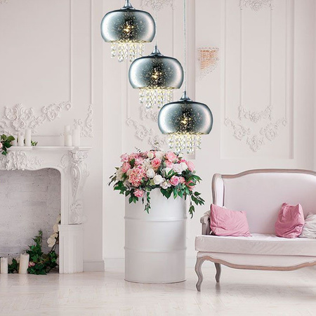 Lampa wisząca w stylu glamour z kryształkami 3x E14 MiLAGRO STARLIGHT koło galaktyka crystal