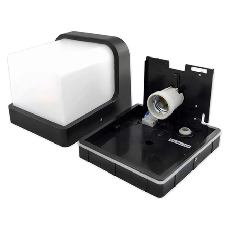 Kinkiet Ogrodowy Elewacyjny Lampa Ścienna E27 CZARNA Kwadratowa CORGI