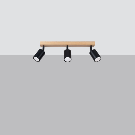 Lampa Sufitowa Oprawa Natynkowa SPOT TUBA Reflektor 3x GU10 Punktowa Ruchoma Tubularna Czarna Brązowa Nowoczesna Verdo Sollux