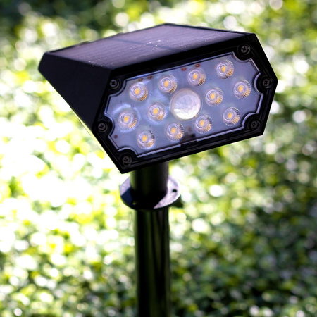 Reflektor Solarny LED Lampa Kierunkowa Wbijana IP44 Czujnik Zmierzchu