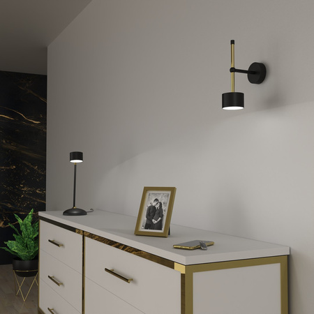 Lampa Ścienna Kinkiet ARENA Czarna Złota 1xGX53 Milagro