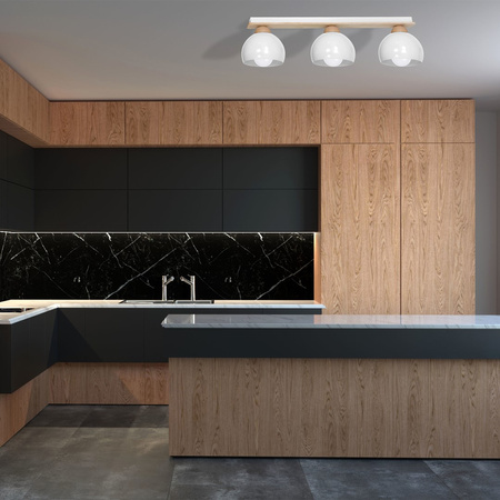 Lampa sufitowa w stylu skandynawskim biała MiLAGRO DAMA 3x E27 Drewno + metal