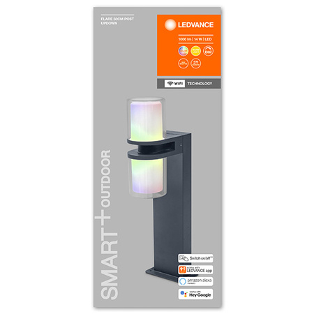 Lampa Ogrodowa LED Słupek Zewnętrzny Stojący 14W 1000lm 3000K Ciepła RGBW Ściemnialna 50cm IP44 Szary SMART+ WiFi Flare Ledvance