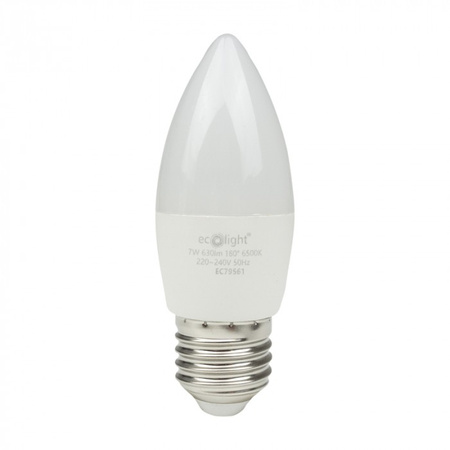 Żarówka LED Świeczka B37 E27 7W 630lm 6500K Zimna Ecolight