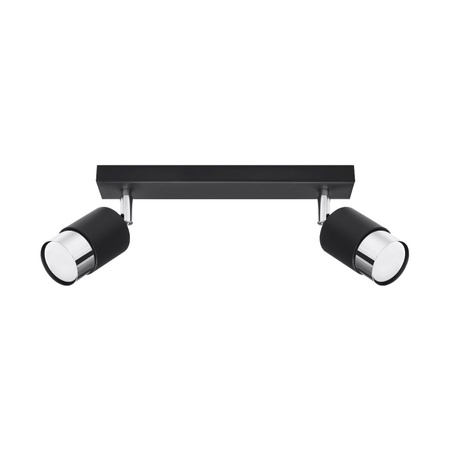 Lampa Sufitowa Oprawa Natynkowa SPOT TUBA Reflektor 2x GU10 Ruchoma Tubularna Czarna Chrom Nowoczesna Nero Sollux