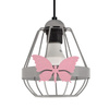 Lampa wisząca KAGO 1xE27 Dziecięca Różowy Motyl Szara MLP4932 Milagro Metal