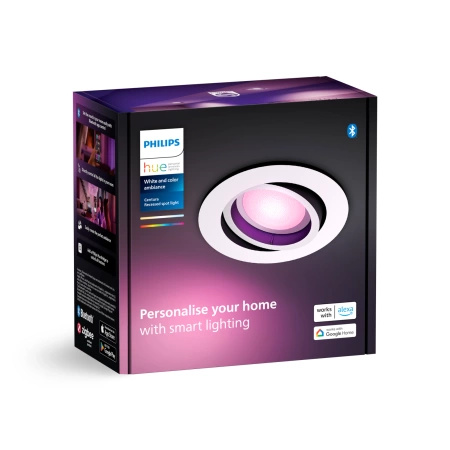 Oprawa Podtynkowa Wpuszczana LED 4.2W 400lm IP20 White and Color Ambiance RGB + TW Biała Inteligentna SMART Zigbee Bluetooth Centura Philips HUE