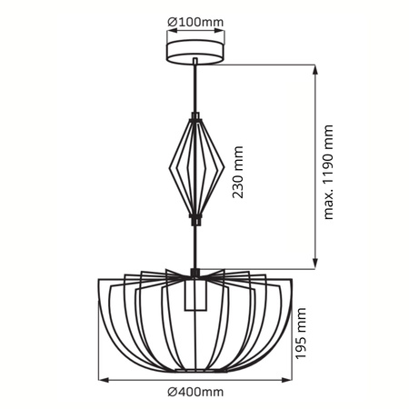 Lampa Sufitowa Wisząca Zwis E27 Czarna Jasmina Sanico Goldlux