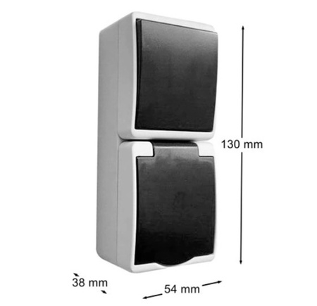 Łącznik Włącznik Hermetyczny Jednobiegunowy Natynkowy 2P+Z AQUATIC MINI IP54 ORNO Biało - Czarny