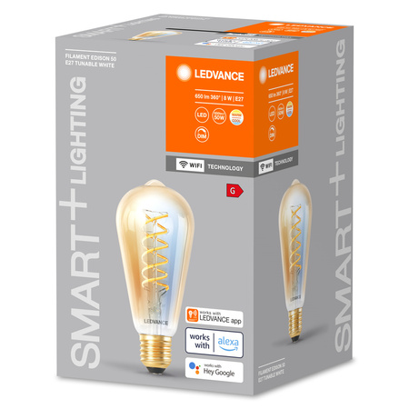 Żarówka LED E27 8W = 50W 600lm CCT Ściemnialna SMART+ WiFi Filament Edison Ledvance