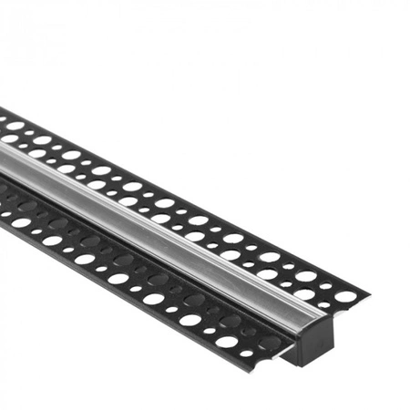 Profil Aluminiowy LED do Płyt GK Gipsowych REGIPS Wpuszczany Podtynkowy Czarny 1m z Kloszem Przezroczystym do Taśm LED + Zaślepki seria GP Ecolight
