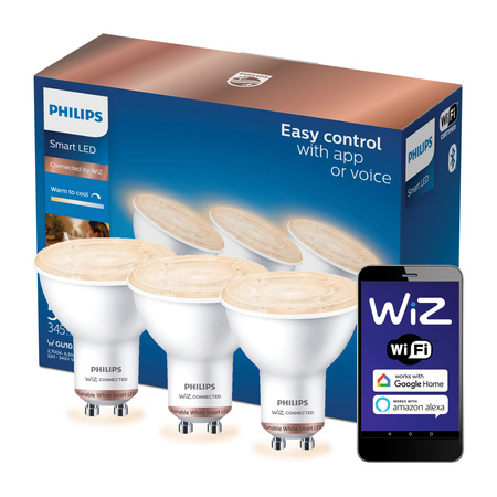 3x Żarówka LED GU10 4,7W = 50W 2700-6500K SMART WiFi Philips WiZ