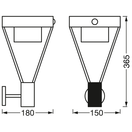 Lampa Ogrodowa Zewnętrzna Kinkiet Elewacyjny LED 6W 550lm 3000K IP44 Czarny Z Czujnikiem Ruchu i Zmierzchu Endura Ledvance
