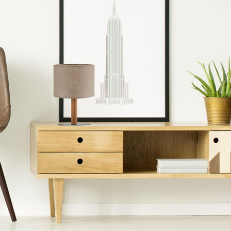 Lampa Stołowa Biurkowa Nocna VAIO NATURE Abażur Beżowo-Czarna Klasyczna E27 5192 TK Lighting