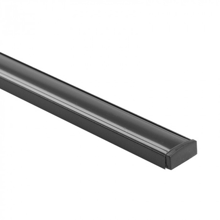 Profil Aluminiowy LED Natynkowy Czarny 2m z Kloszem Czarnym do Taśm LED + Zaślepki seria N Ecolight