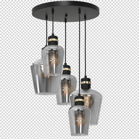 Lampa wisząca RICHMOND 5xE27 Przydymione Szkło Złote Wstawki MLP6542 Milagro Metal + Szkło