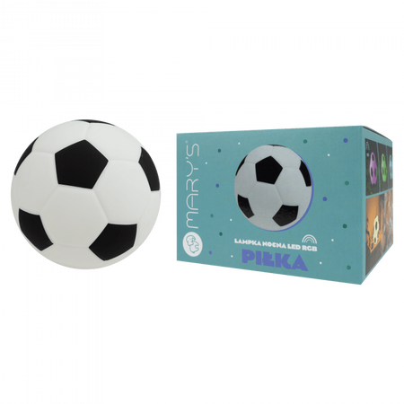 Lampka Nocna Dziecięca LED 0.5W 3000K Ciepła + Wielokolorowa RGB Akumulatorowa 600mAh Czarny Biała PIŁKA MARY'S