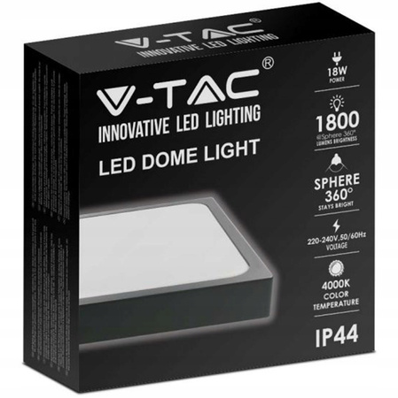 Plafon Panel LED Łazienkowy Lampa 24W 2400lm 4000K IP44 30cm Kwadrat Czarny