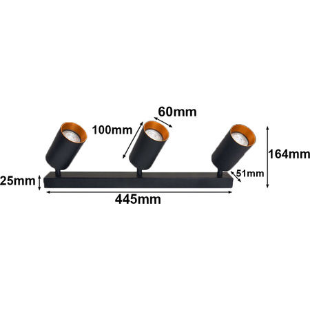 Lampa sufitowa LED ERIS GOLD 3x GU10 regulowana