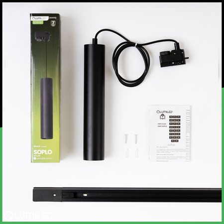 Zestaw Szyna Oświetleniowa Szynoprzewód 1m + 3x Reflektor Szynowy Soplo GU10 Czarny LUMILED