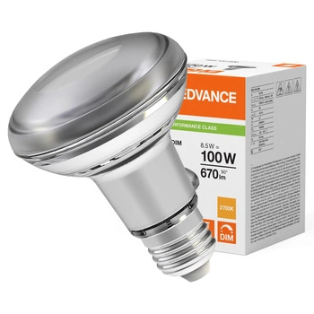Żarówka LED R80 E27 8.5W = 100W 670lm 2700K Ciepła Biała FILAMENT ŚCIEMNIALNA LEDVANCE