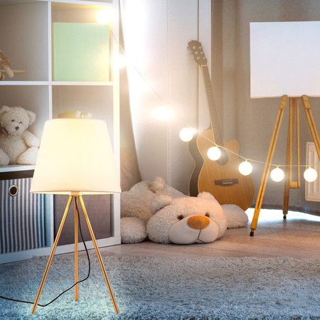 Lampa Stołowa Dekoracyjna E27 Biała Złota ELENA Sanico Goldlux