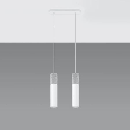 Lampa Sufitowa Wisząca Zwis 2x GU10 Tubularna Biała Szara Nowoczesna Borigio Sollux
