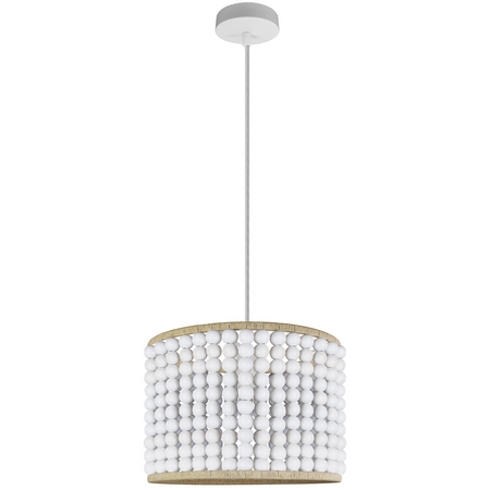 Lampa Wisząca Sufitowa RIBE 1x E27 Zwis Biała Drewno GOLDLUX (Polux)